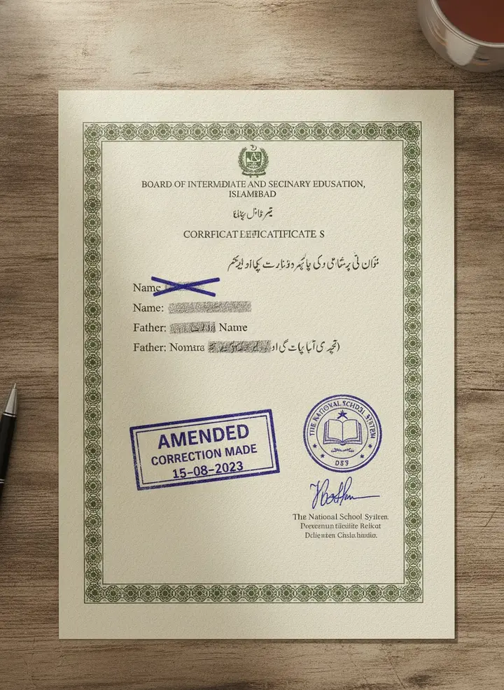 Sample Board Certificate Correction document